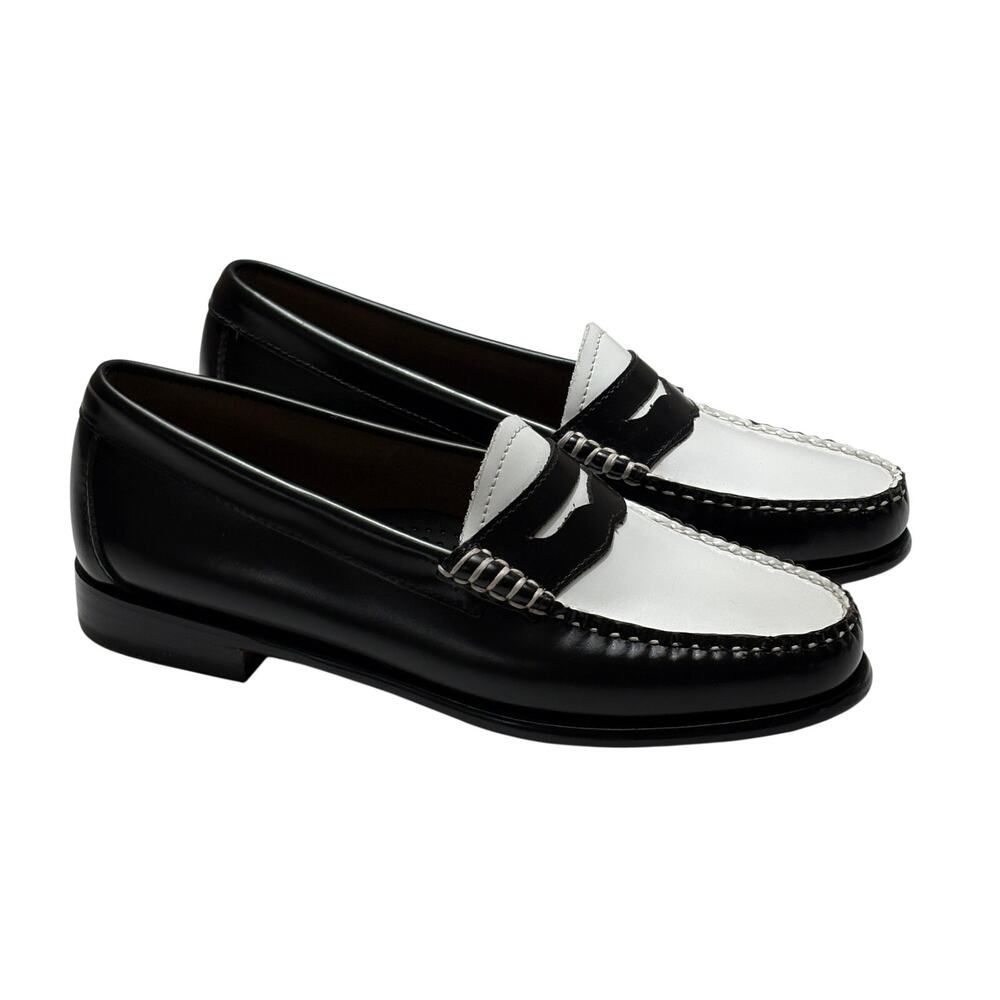 G.H. Bass WHITNEY WEEJUNS Penny Loafers in Black White Leather Size 8.5 $198 - Picture 6 of 13